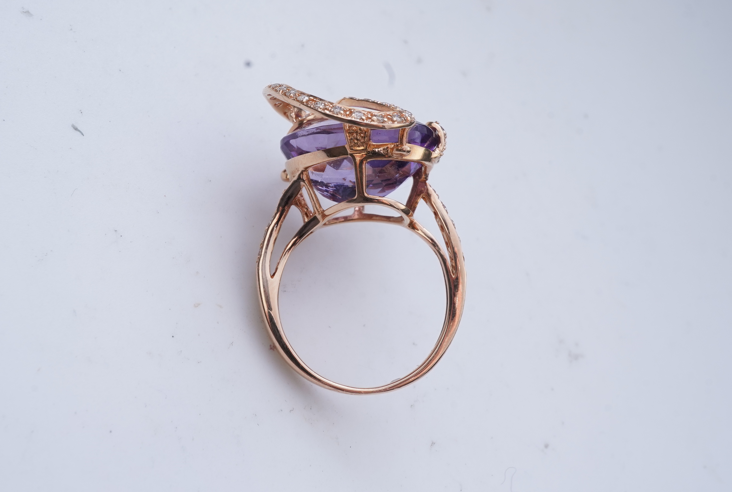 An amethyst and diamond ring